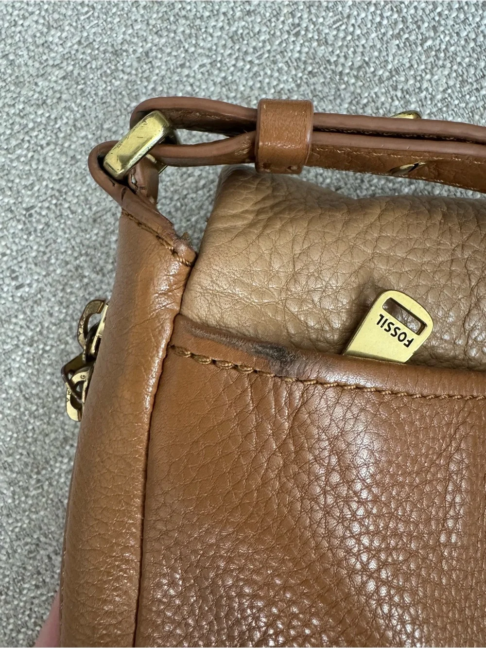 Fossil Two-Tone Brown & Tan Leather Crossbody Bag